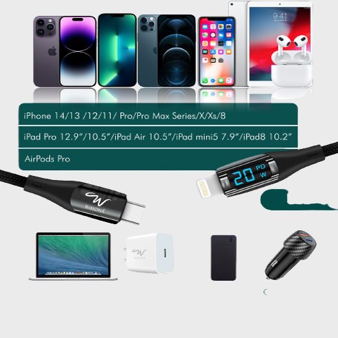 Wayona 20W PD USB C to Lightning Fast Charging Cable 